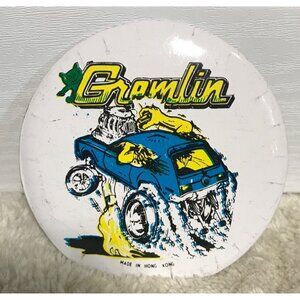Gremlin AMC Button Pin 1970s 3.25" Diameter Blue Yellow
